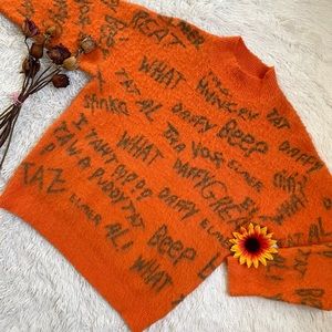 Looney Tunes one of a kind LIWANJUN STUDIO orange cowl neck sweater
